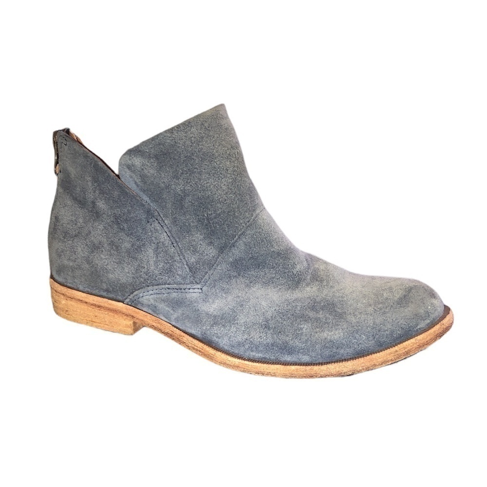 KORK-EASE Ryder Ankle Booties Women's Size 6.5 Blue Suede Back Zipper